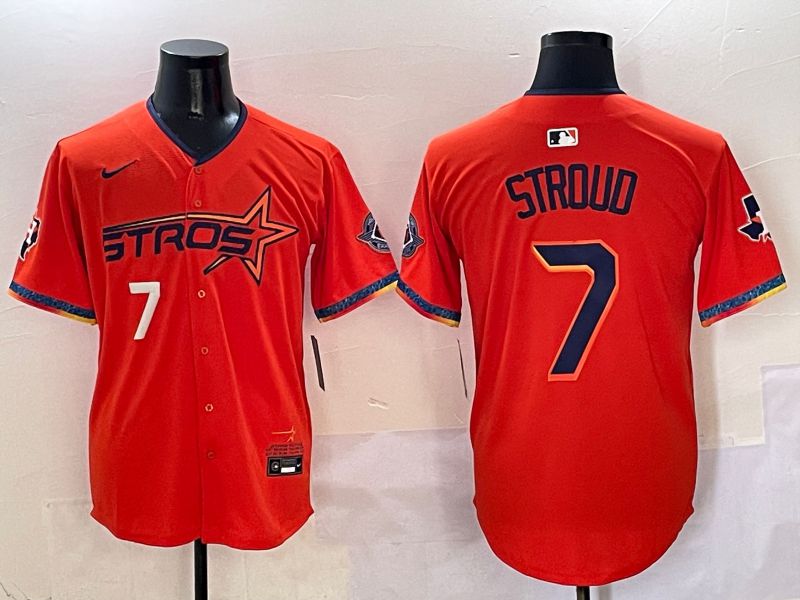 Men Houston Astros #7 Stroud Orange Five generation Joint Name Nike 2025 MLB Jersey style 2